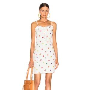 STAUD | Aubergine waffle knit mini dress fruit print